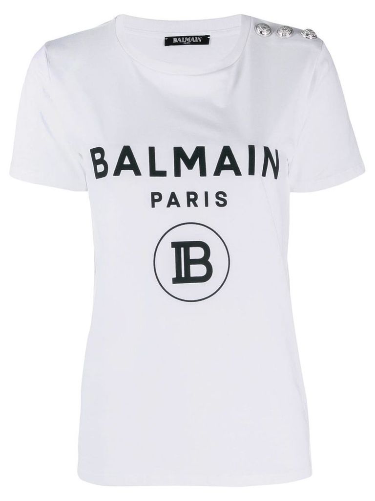 Balmain logo button T-shirt - White