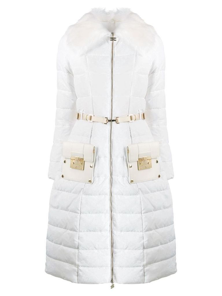 Elisabetta Franchi padded zipped coat - White