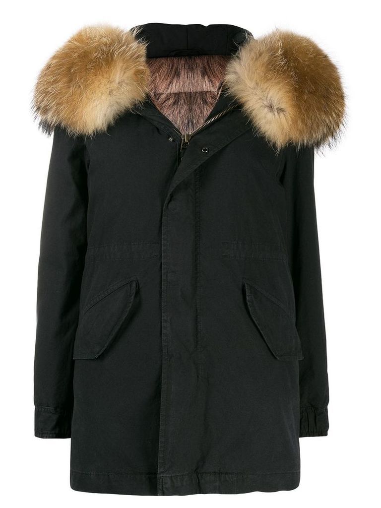 Mr & Mrs Italy fur-hood parka coat - Black