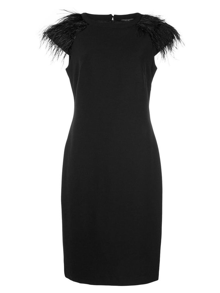 Alberto Makali feather sleeve dress - Black