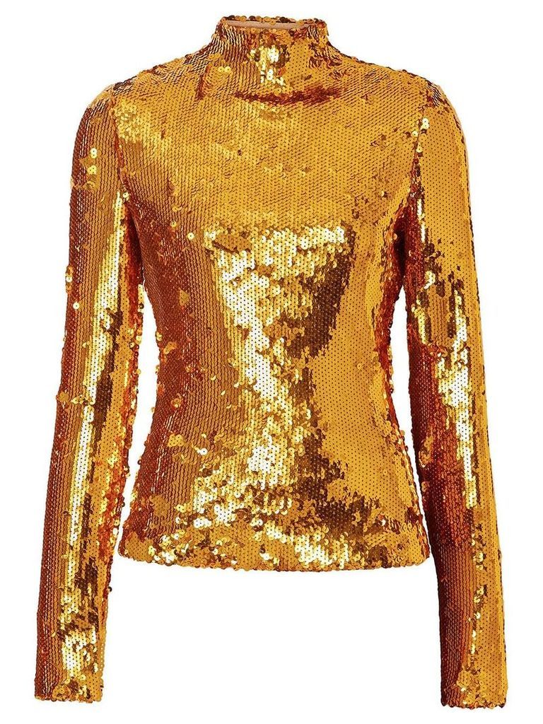 Burberry Sequinned Turtleneck Top - GOLD