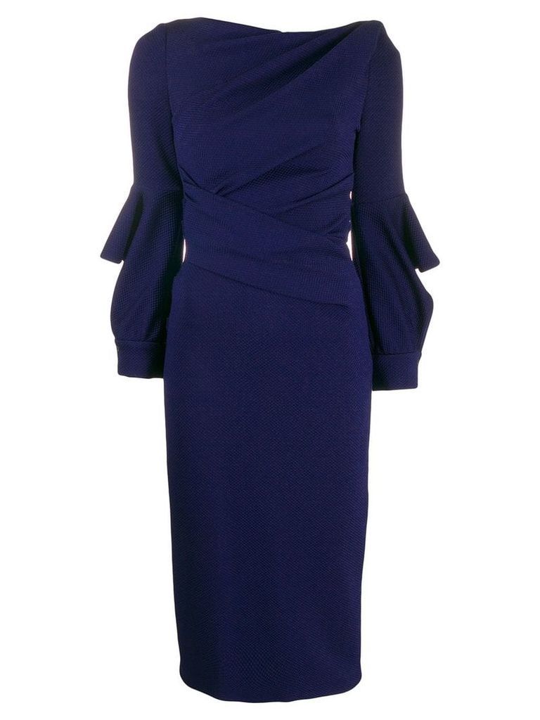 Talbot Runhof wrap-style fitted dress - Blue