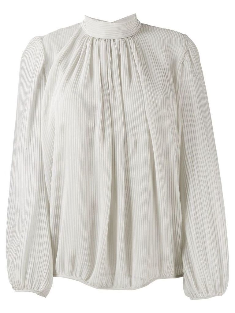 Indress high-neck pleated blouse - NEUTRALS