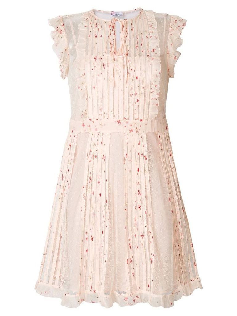 Red Valentino floral pleated dress - NEUTRALS