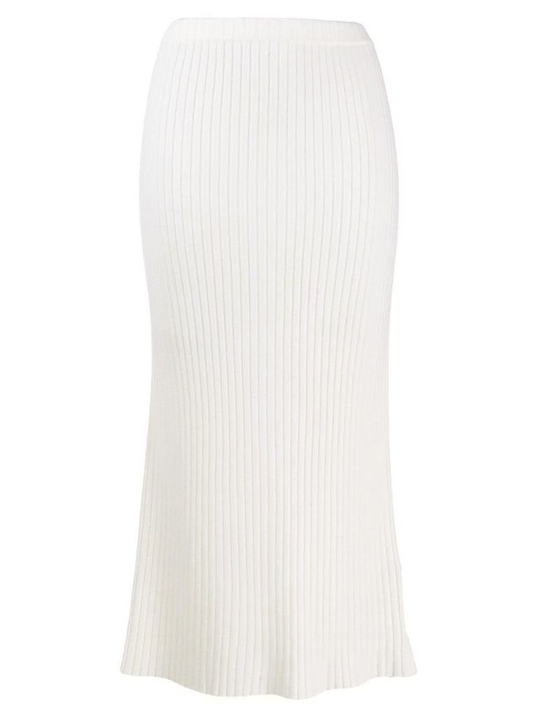 Allude ribbed knitted skirt - White