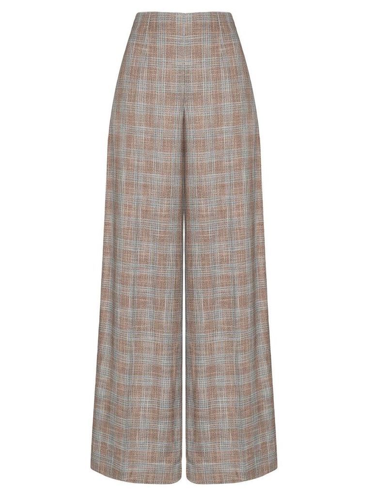 Roland Mouret Tayport wide-leg checked trousers - PINK