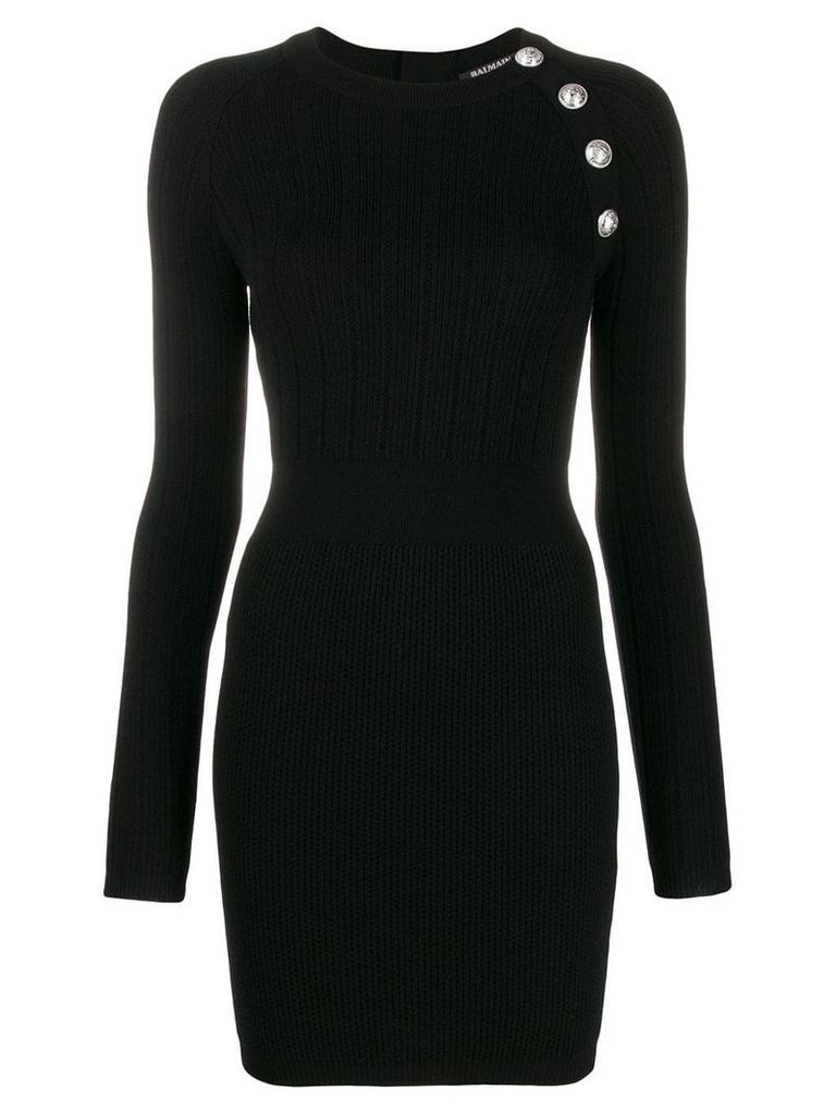 Balmain buttoned body-con mini dress - Black