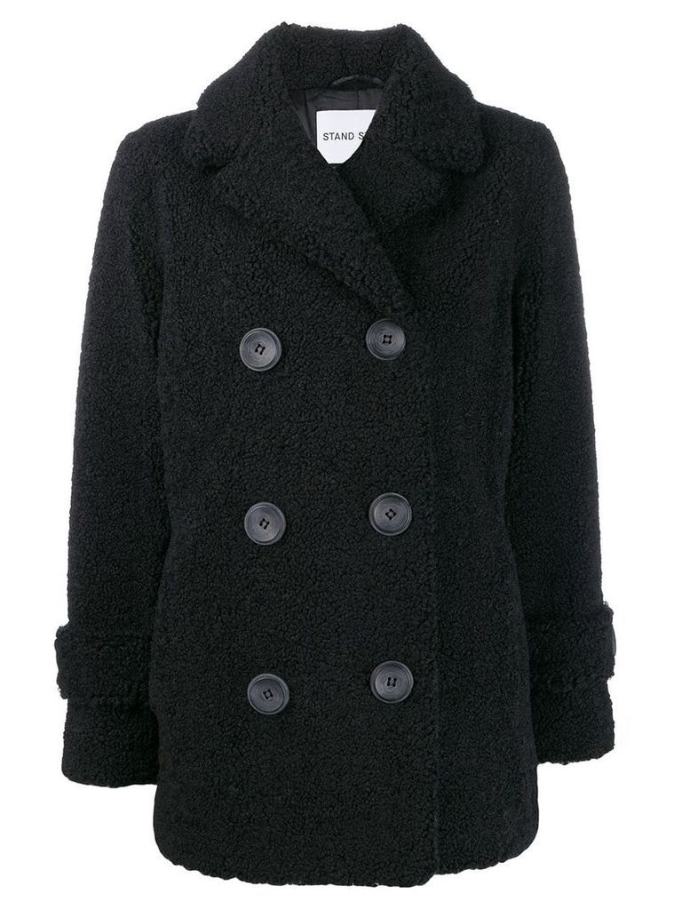 STAND STUDIO shearling double-breasted coat - Black