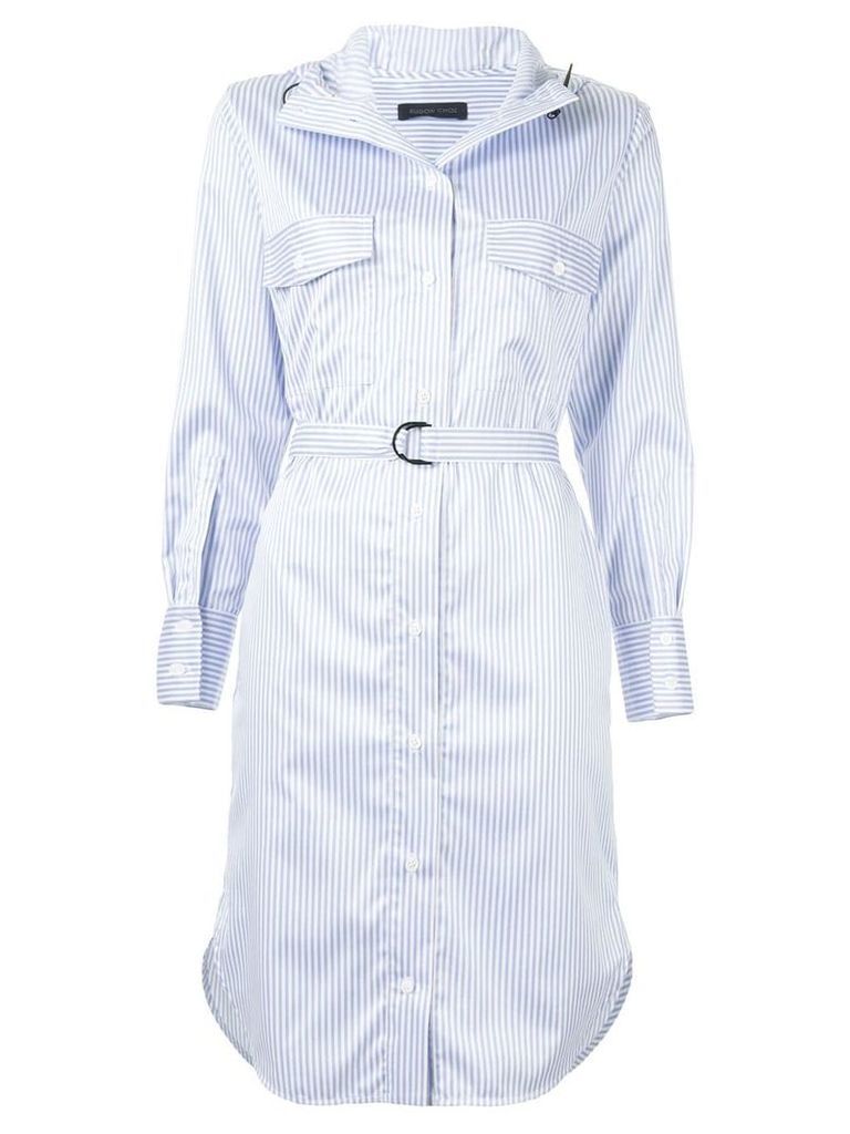 Eudon Choi hooded stripe shirt dress - Blue