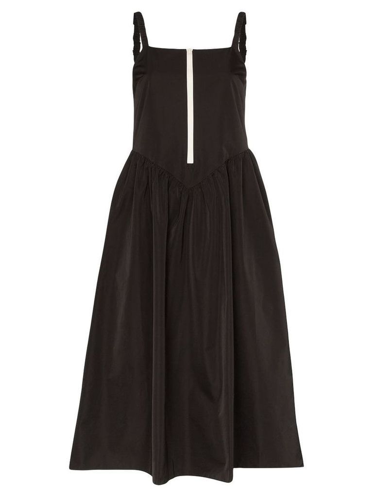 Sandy Liang zip-up front strappy midi dress - Black