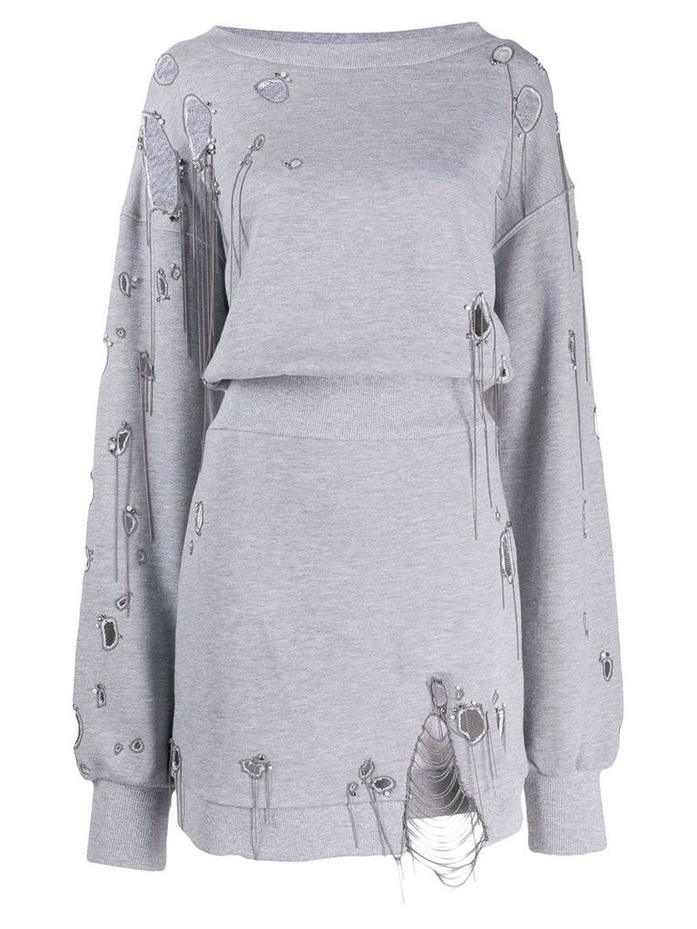 Faith Connexion distressed sweatshirt dress - Grey