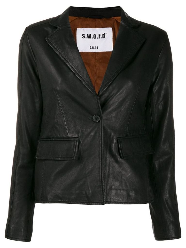 S.W.O.R.D 6.6.44 single breasted leather blazer - Black