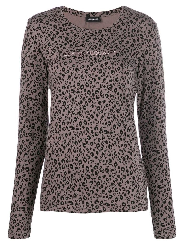 Emporio Armani leopard print sweatshirt - Brown