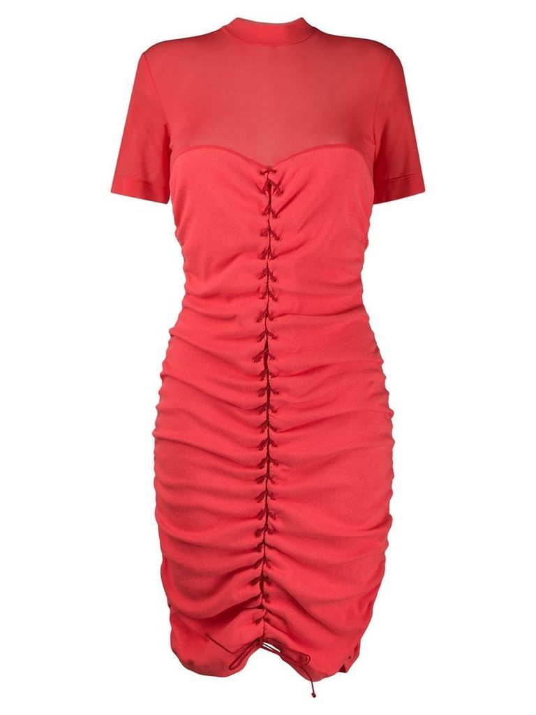 UNRAVEL PROJECT lace-up midi dress - Red