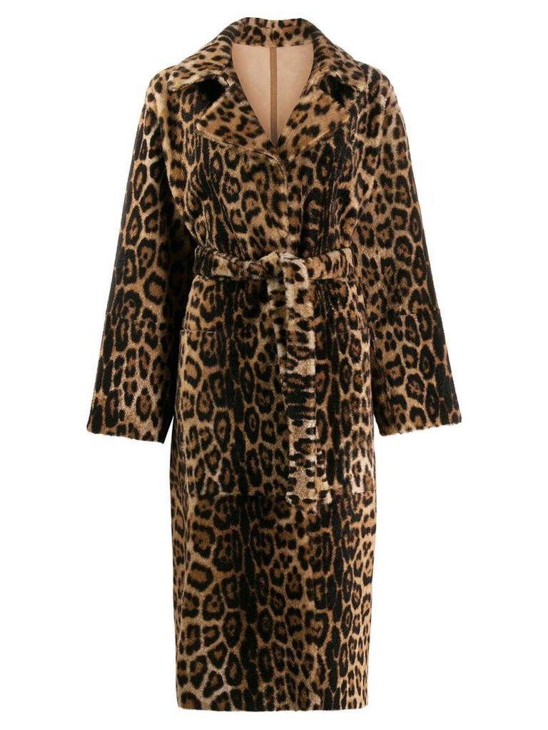 Yves Salomon leopard print coat - Brown