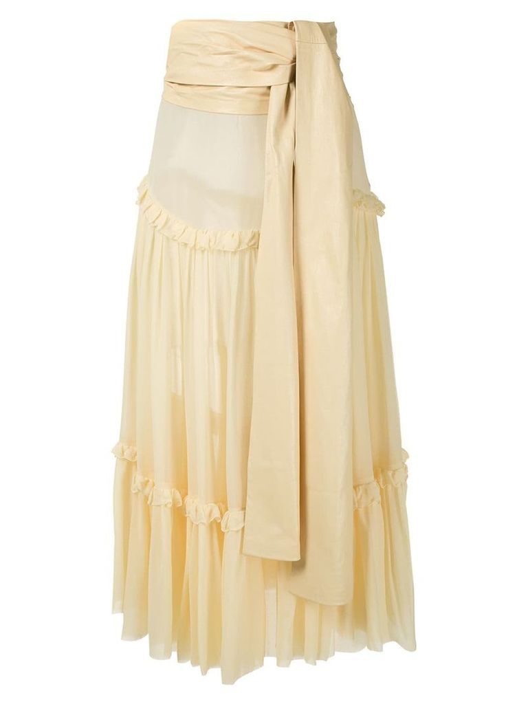 Andrea Bogosian Paraty Couture silk midi skirt - Yellow