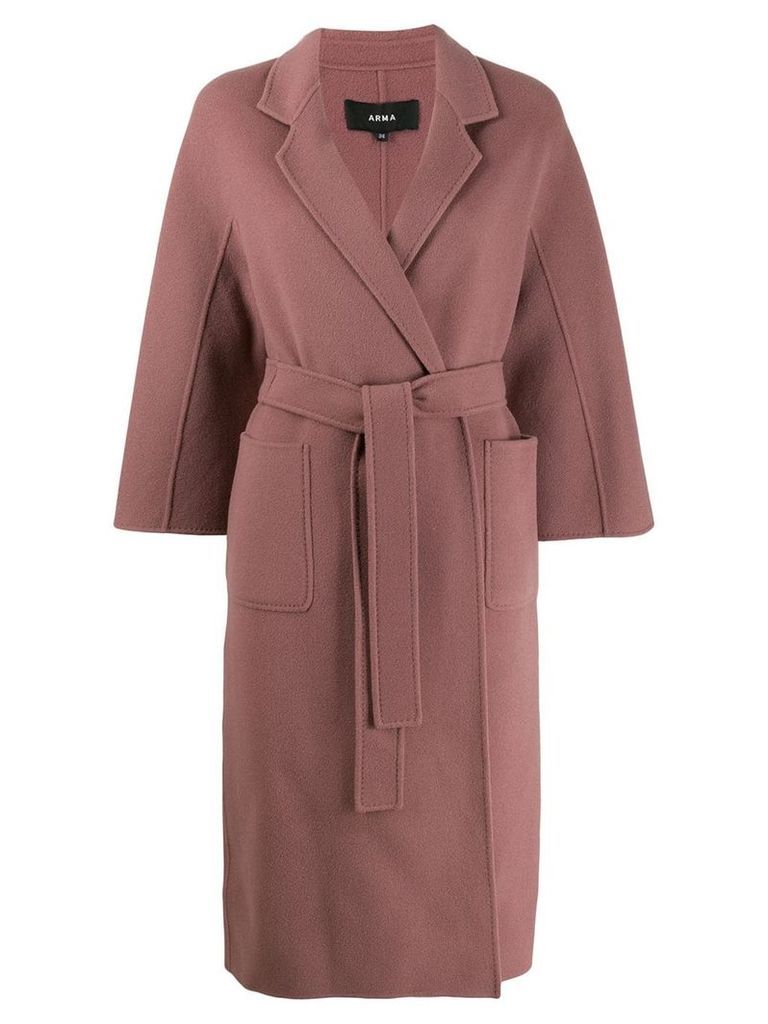 Arma wool belted wrap coat - Pink