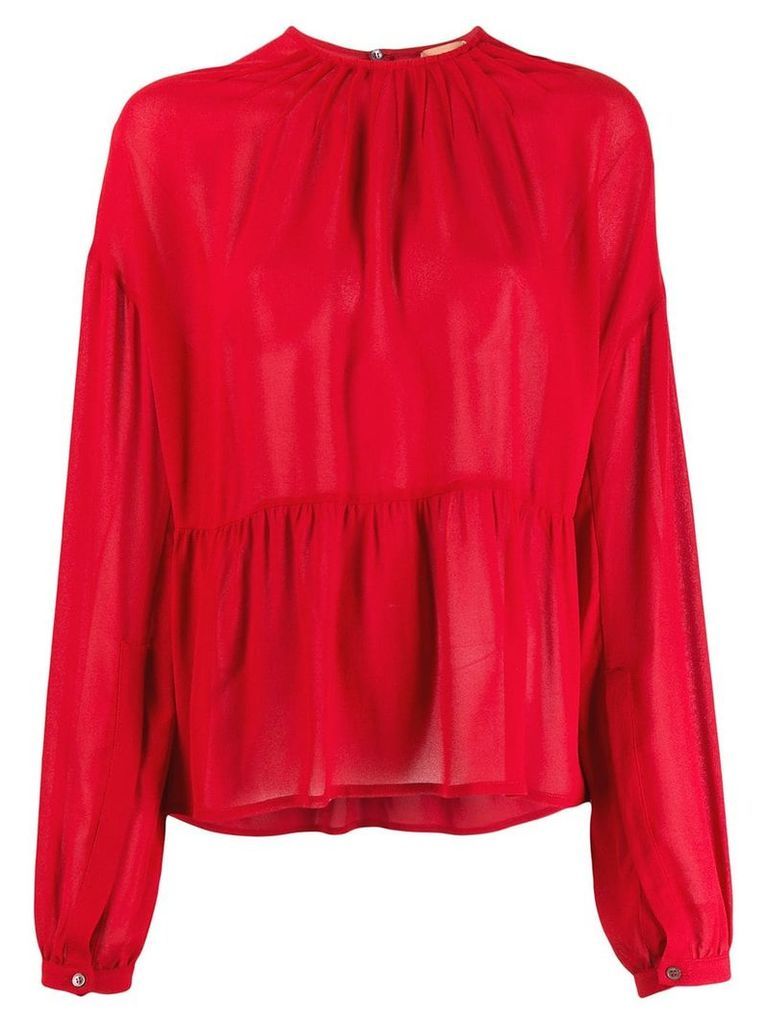 Nº21 scalloped long sleeves blouse - Red