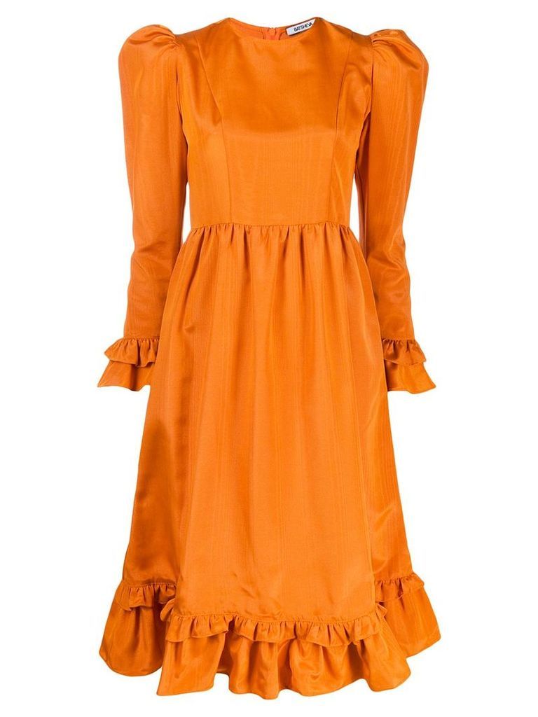 Batsheva Praire ruffle midi dress - ORANGE