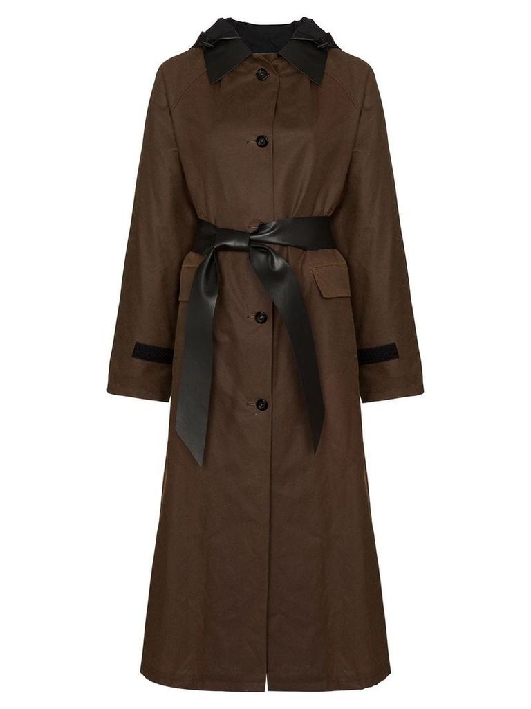 Kassl Editions belted waxed trench coat - Brown