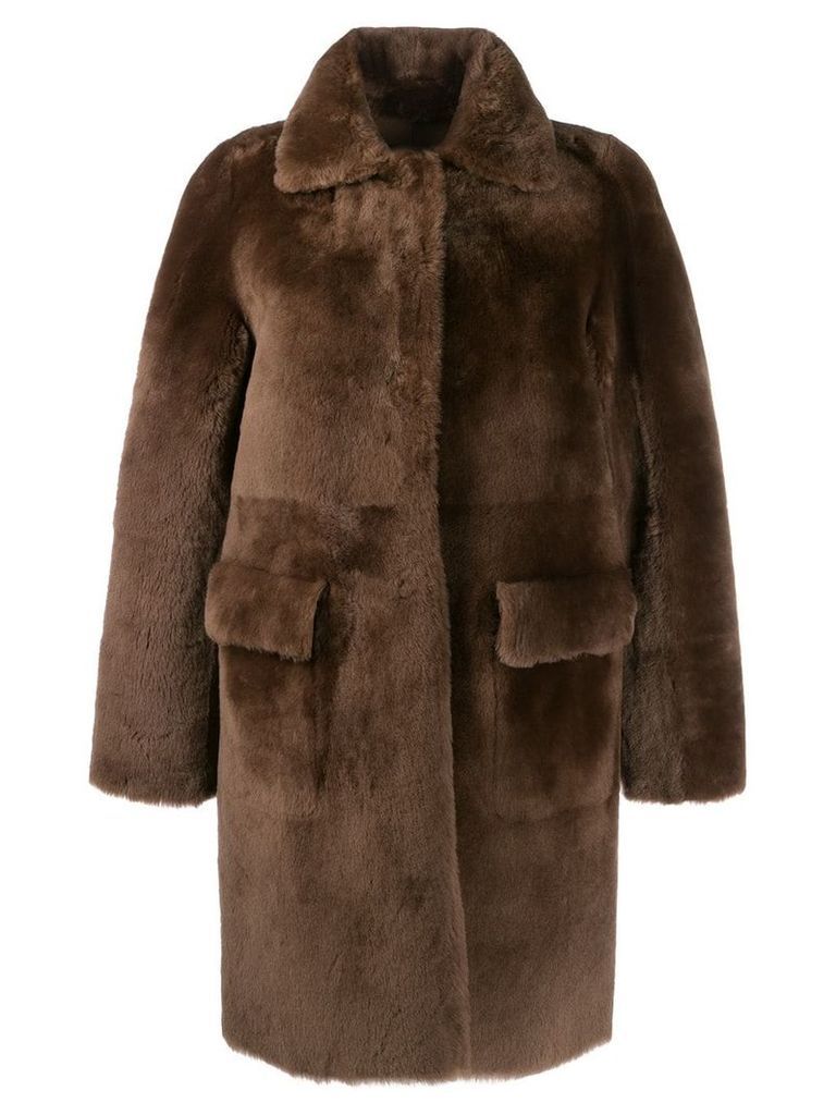 Desa 1972 long sleeve shearling coat - Brown