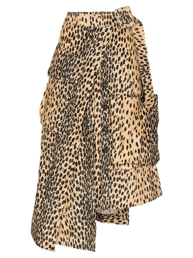 Jacquemus leopard print asymmetric midi skirt - Brown