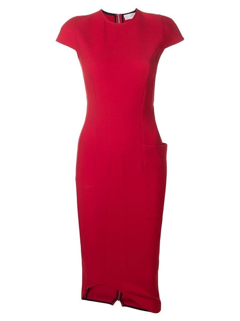 Victoria Beckham curve hem fitted dress - Red