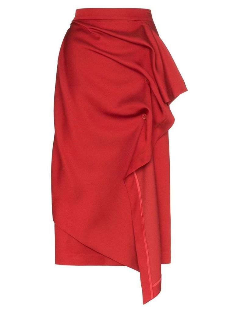pushBUTTON draped midi skirt - Red