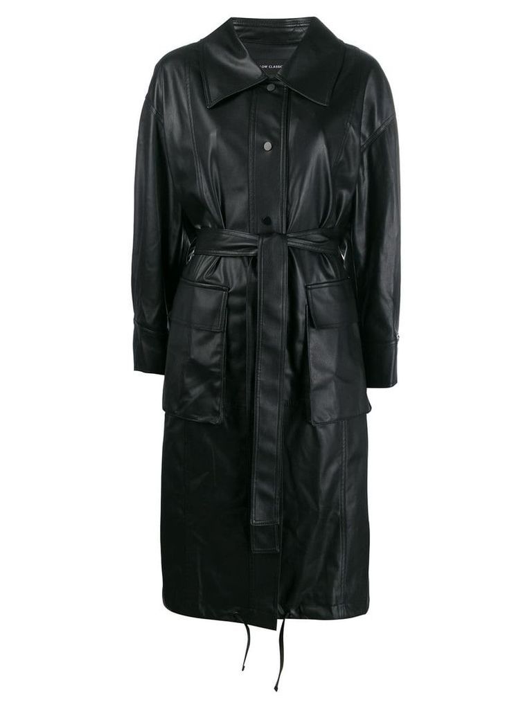 Low Classic belted faux leather trench - Black