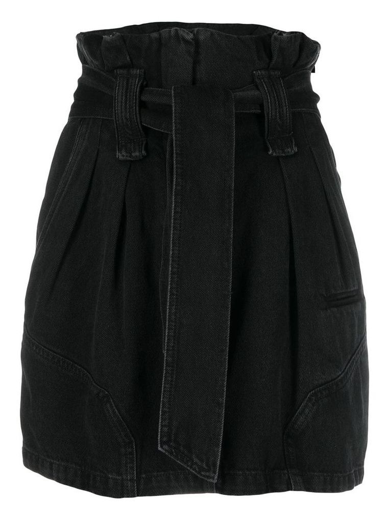 Iro paper-bag waist denim skirt - Black