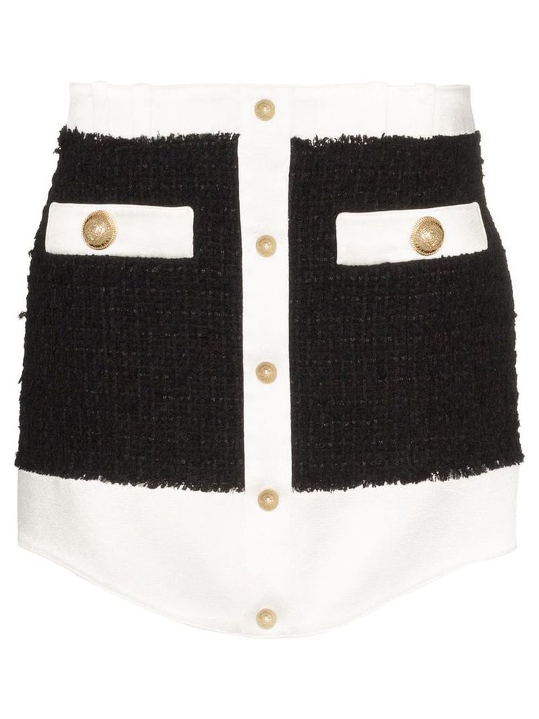 Balmain tweed buttoned mini skirt - Black