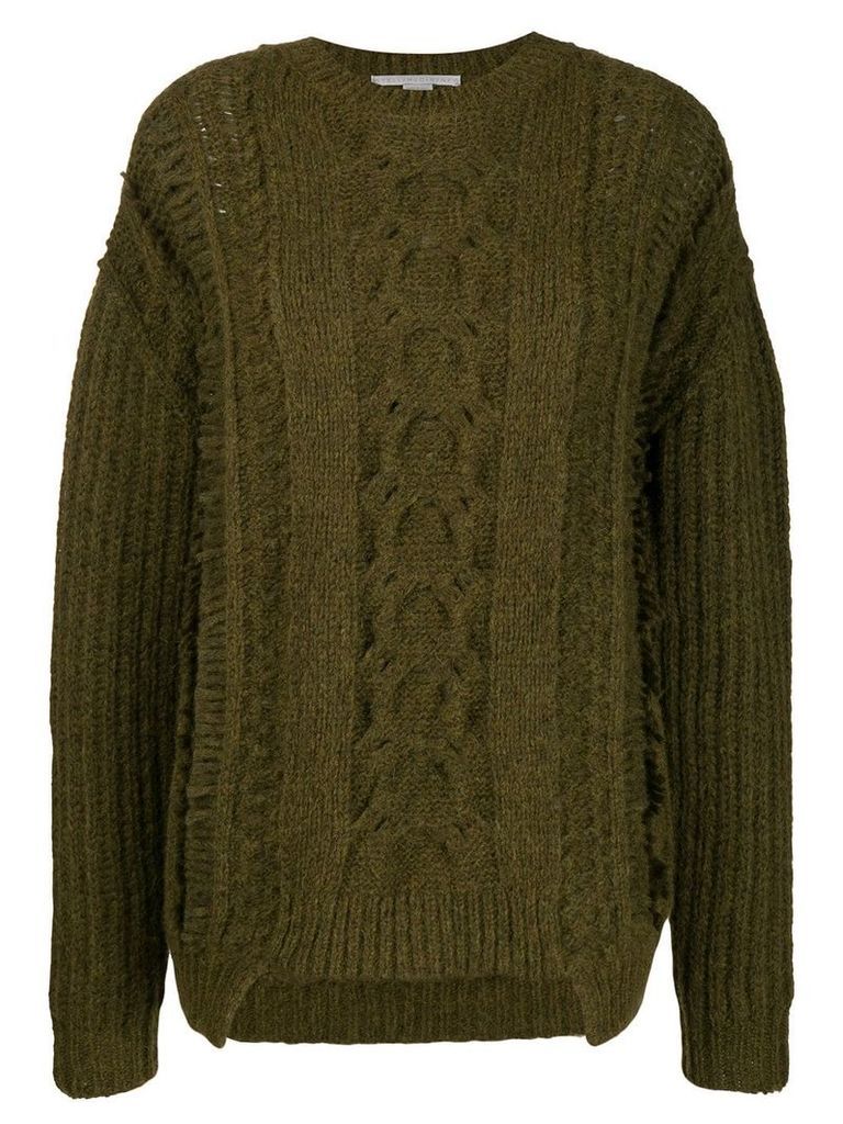 Stella McCartney frayed cable-knit jumper - Green