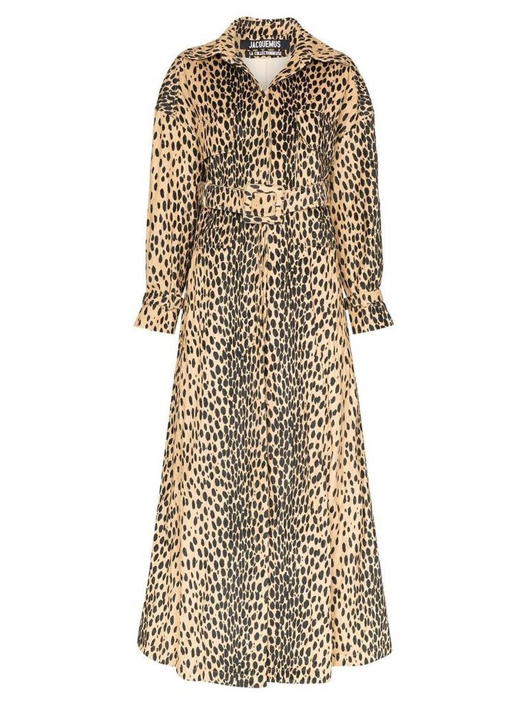 Jacquemus leopard-print belted trench coat - Brown