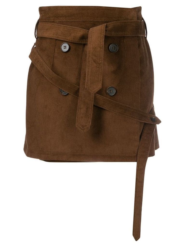 Rokh belted straight skirt - Brown