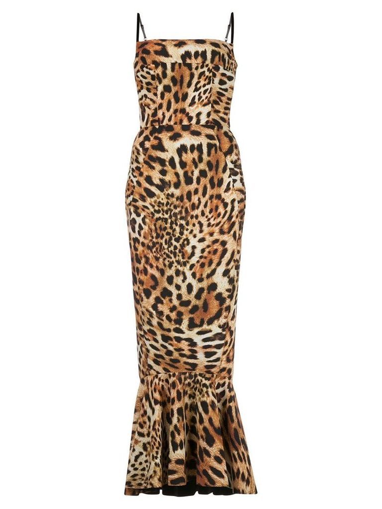 Greta Constantine leopard print midi dress - Brown