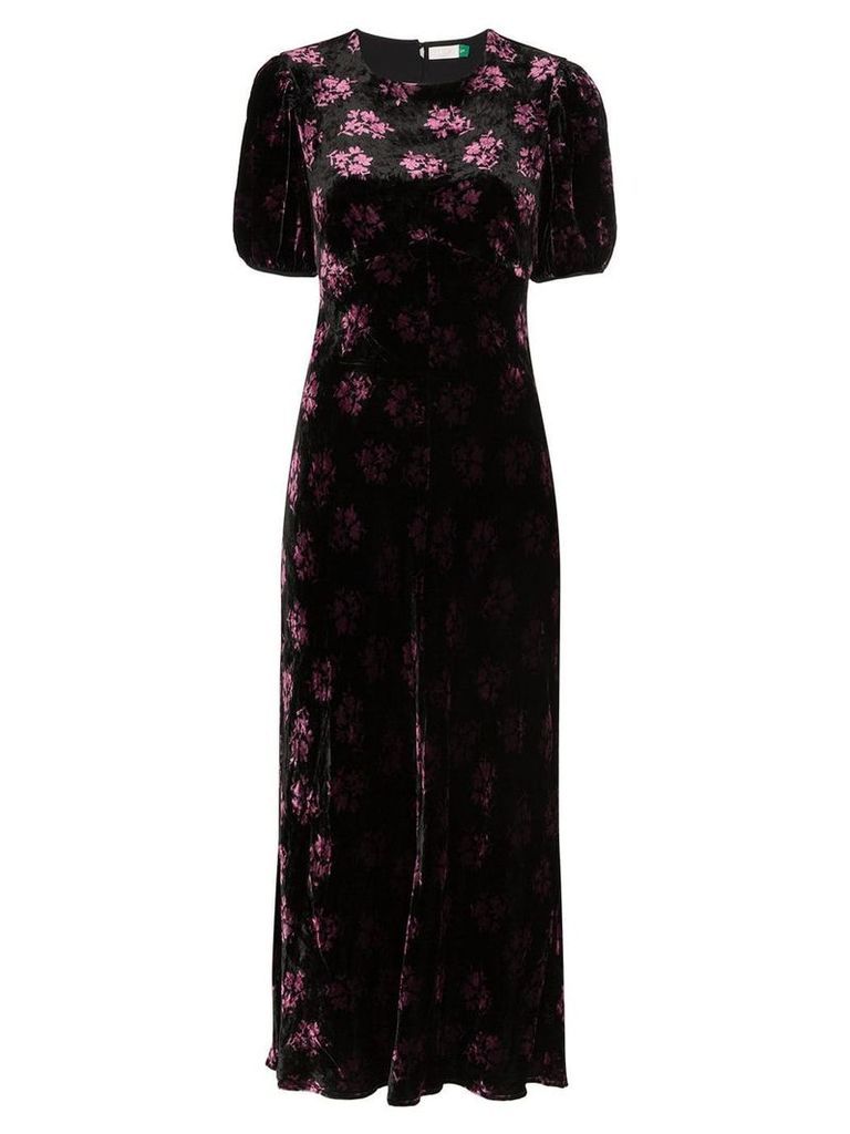 Rixo floral print velvet midi dress - Black