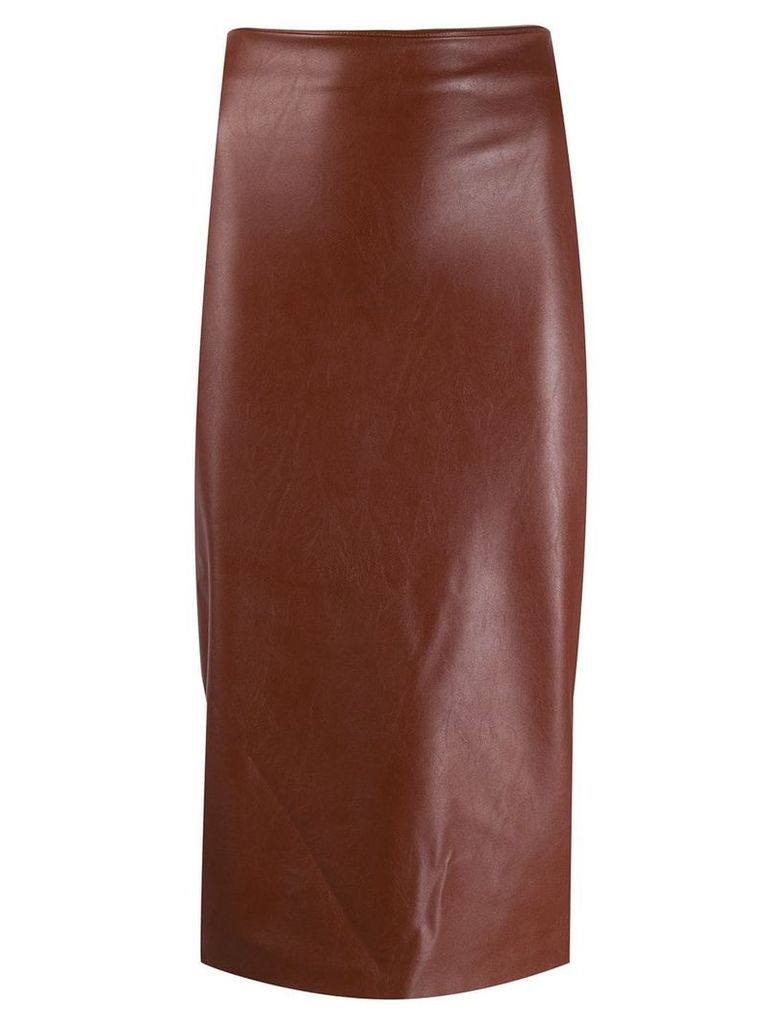 Kiltie leather effect skirt - Brown