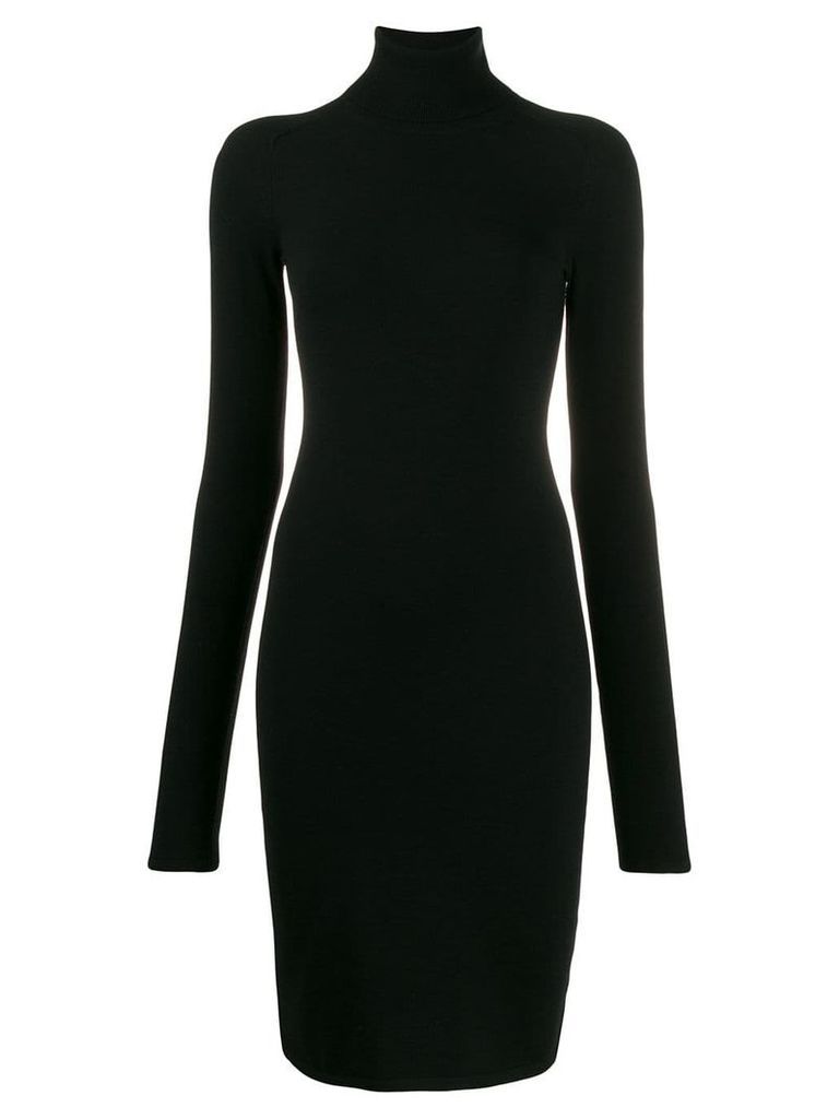Helmut Lang knitted roll neck dress - Black