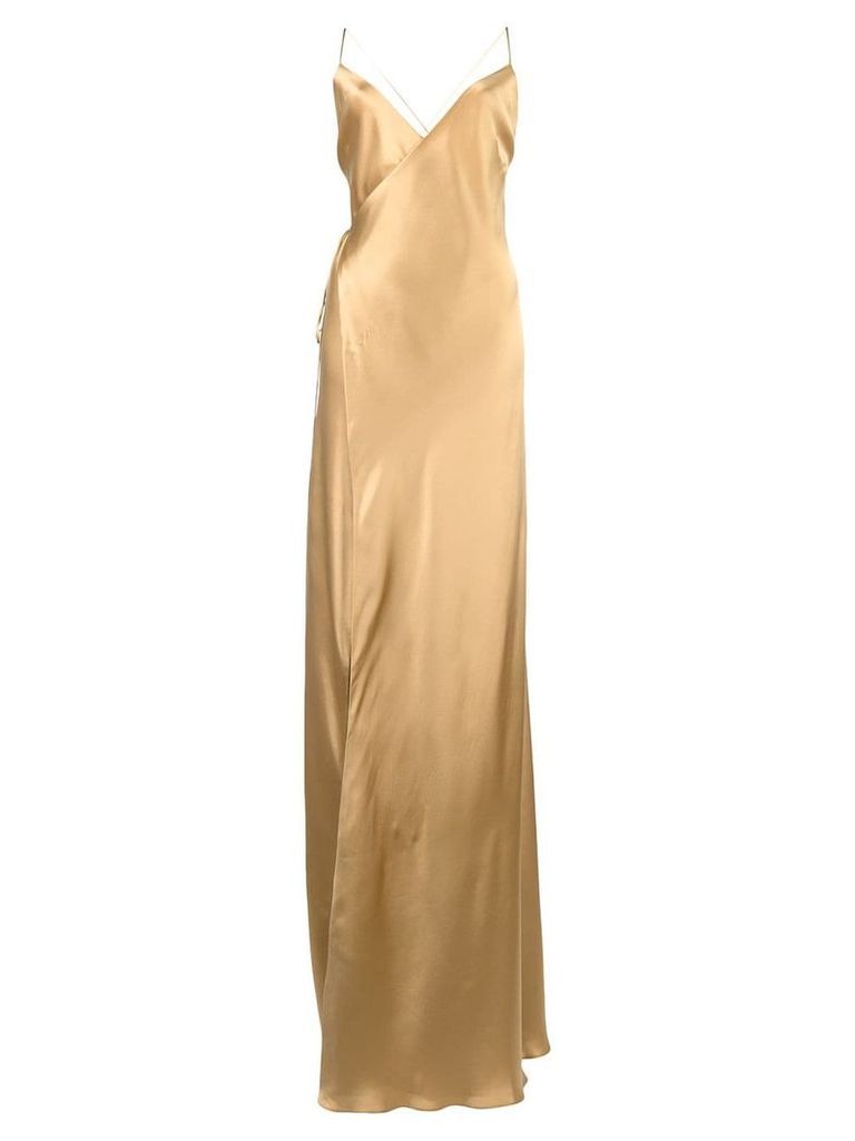 Michelle Mason strappy wrap gown - GOLD