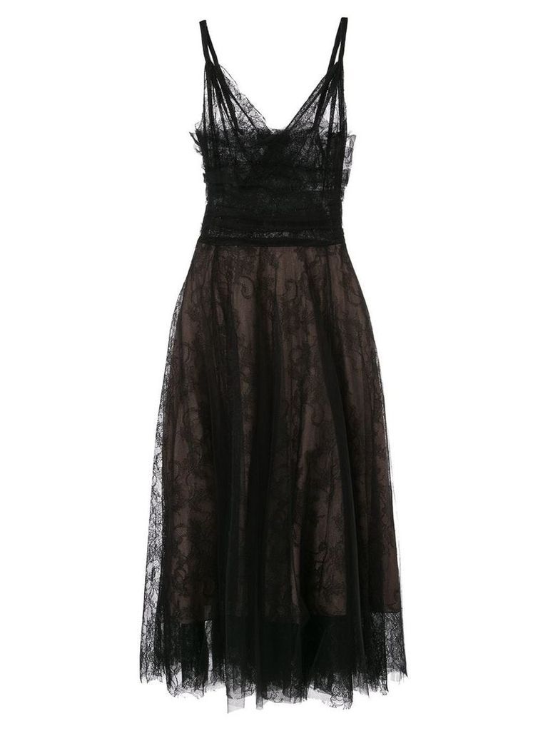Rochas lace floral dress - Black