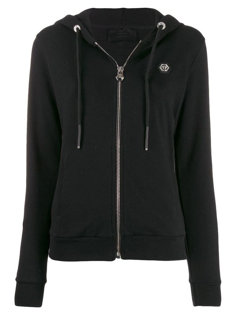 Philipp Plein logo zip-up hoodie - Black