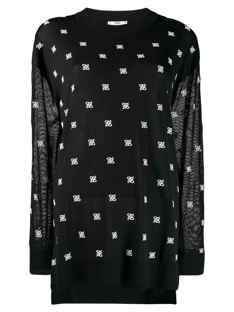 Fendi karligraphy motif jumper - Black