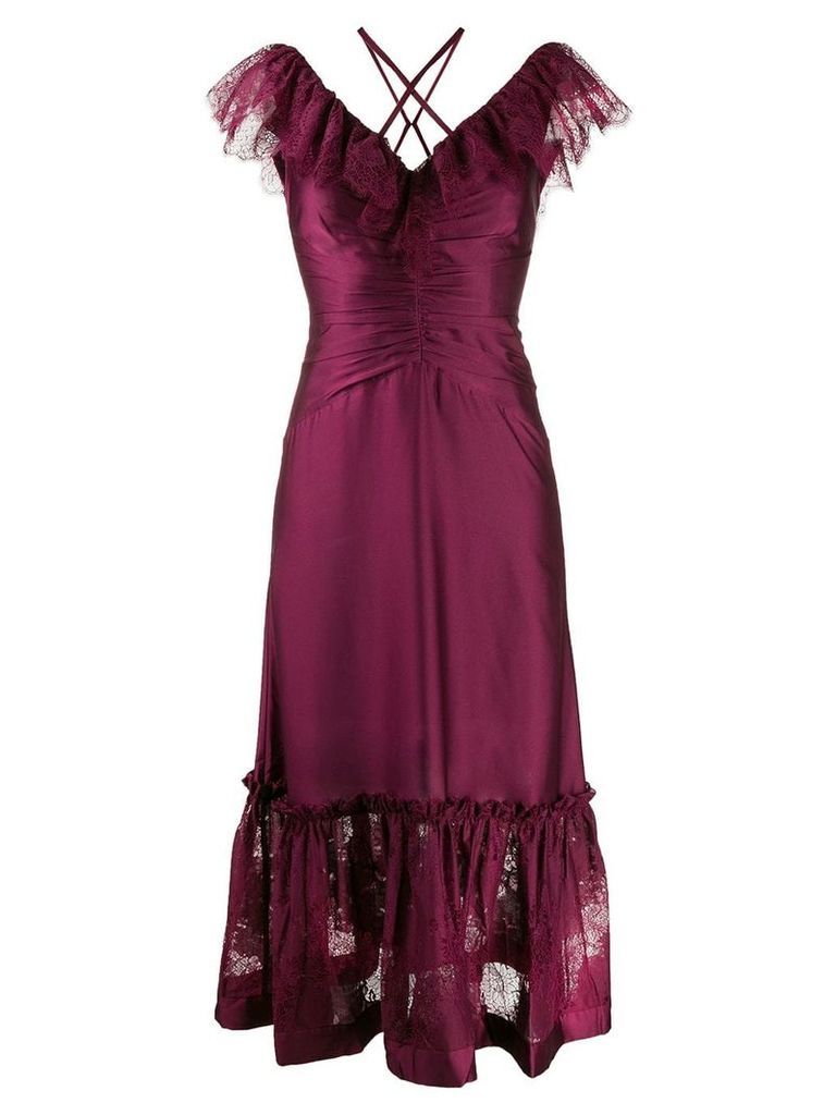 Three Floor Lace In Vision dress - PURPLE
