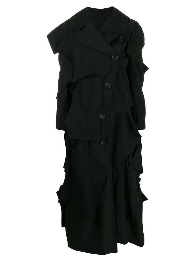 Yohji Yamamoto stitched panel coat - Black