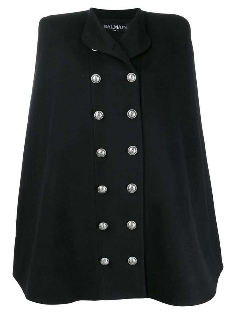 Balmain double-breasted cape coat - Black
