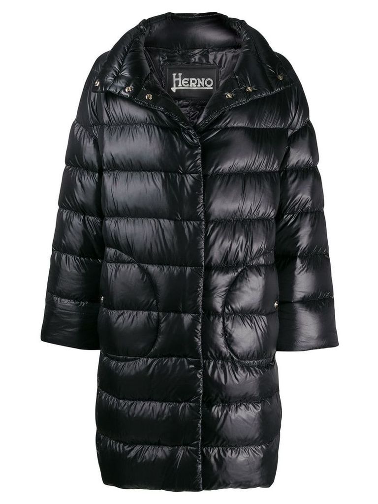 Herno concealed fastening padded coat - Black