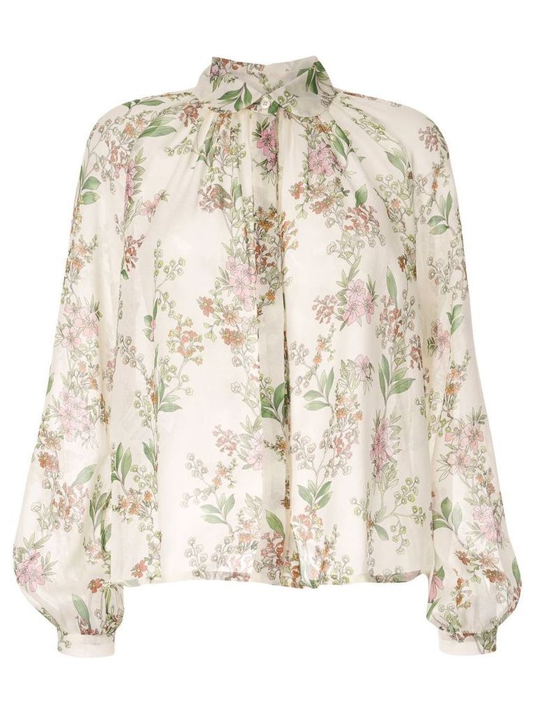 Giambattista Valli floral embroidered silk blouse - NEUTRALS