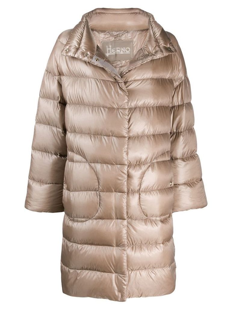 Herno concealed fastening padded coat - NEUTRALS