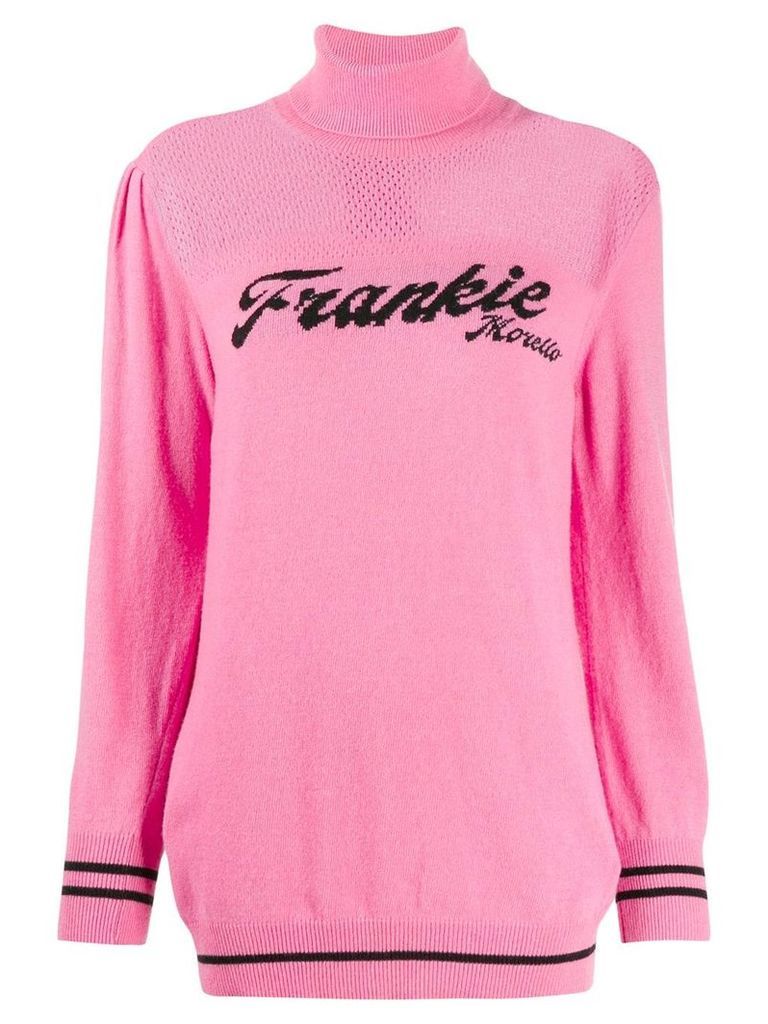 Frankie Morello logo knit longline jumper - PINK
