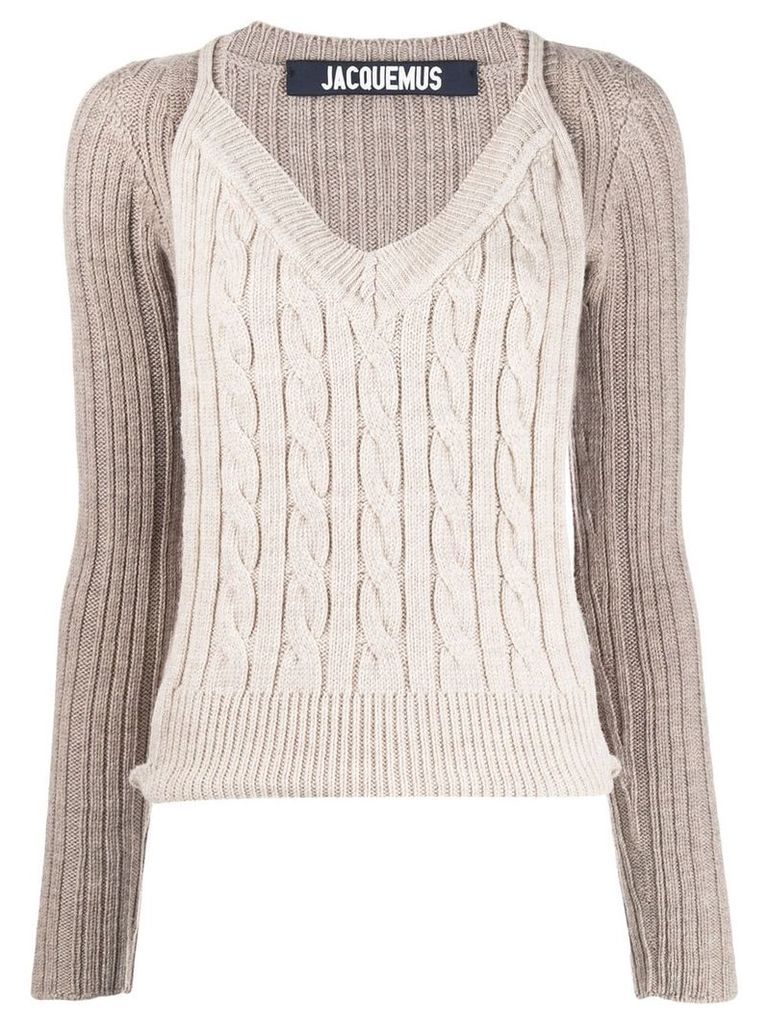 Jacquemus layered style knitted jumper - NEUTRALS